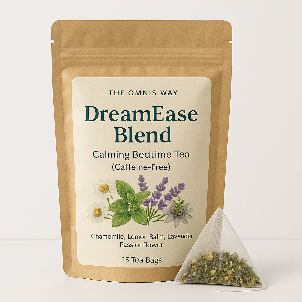 DreamEase Blend – Herbal Calming Bedtime Tea (Caffeine-Free)